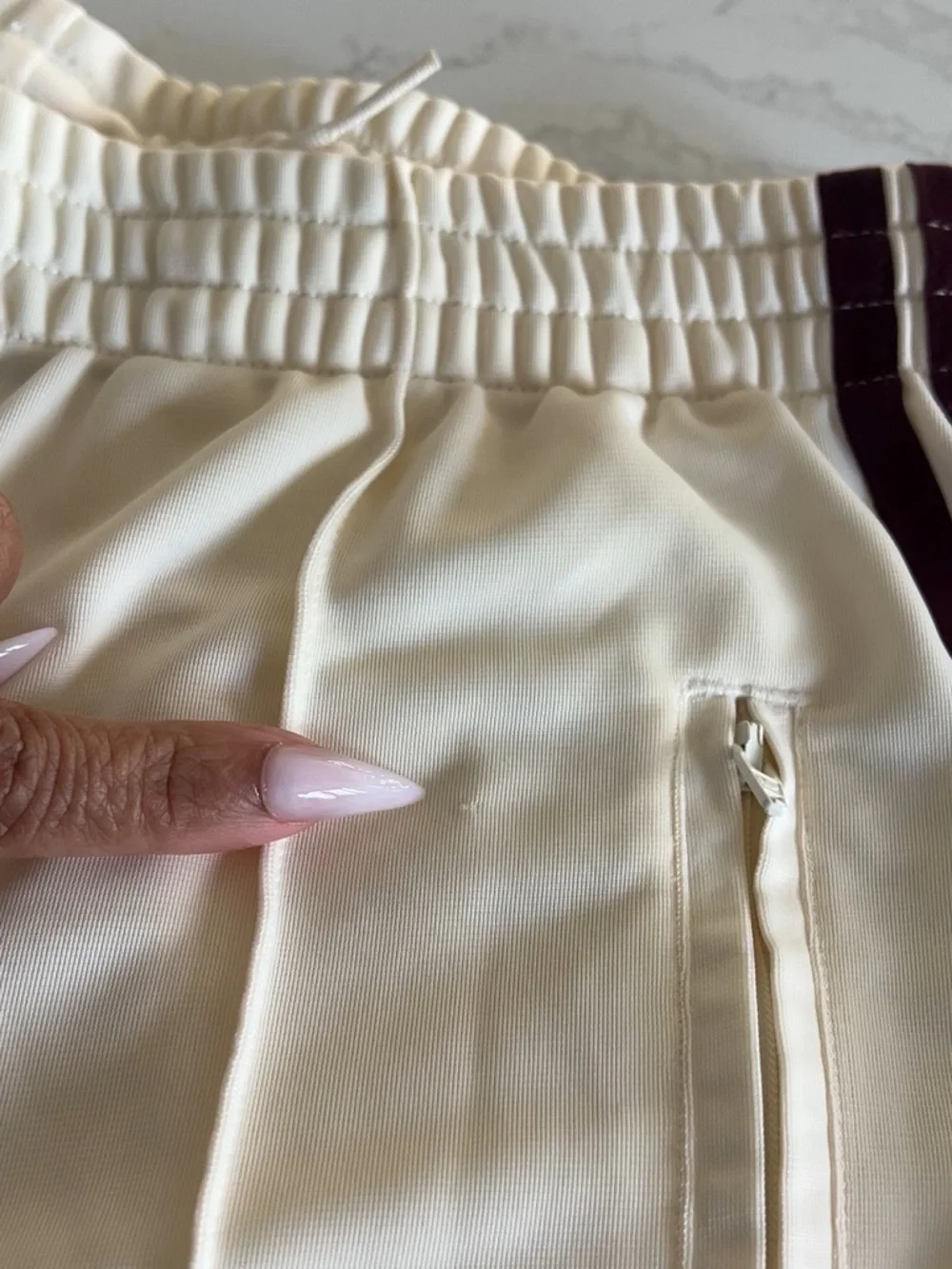 Adidas Cream & Burgundy Track Pants | Size Medium | Like New - Picture 7 of 7
